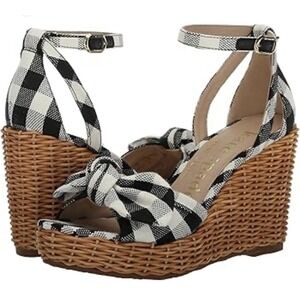 Kate Spade New York Tilly Ankle-Strap Wicker Wedge Sandals Size 8 Gingham